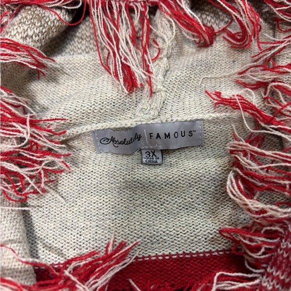 Absolutely Famous Red and Cream Hooded Cardigan Aztec print - Picture 5 of 11